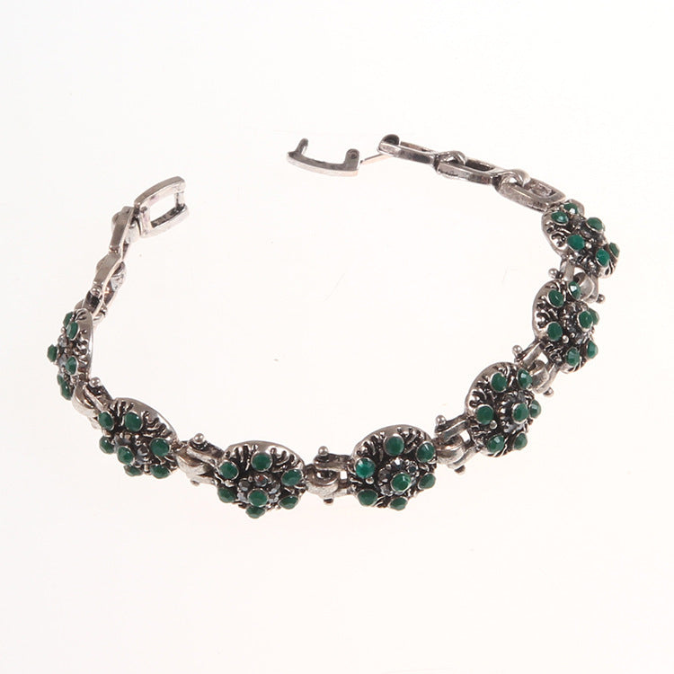 Women's Silver-plated Beautiful Flowers-shaped Diamond Bracelet