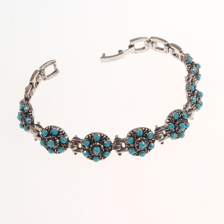 Women's Silver-plated Beautiful Flowers-shaped Diamond Bracelet