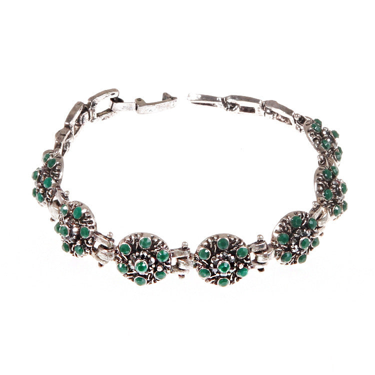 Women's Silver-plated Beautiful Flowers-shaped Diamond Bracelet