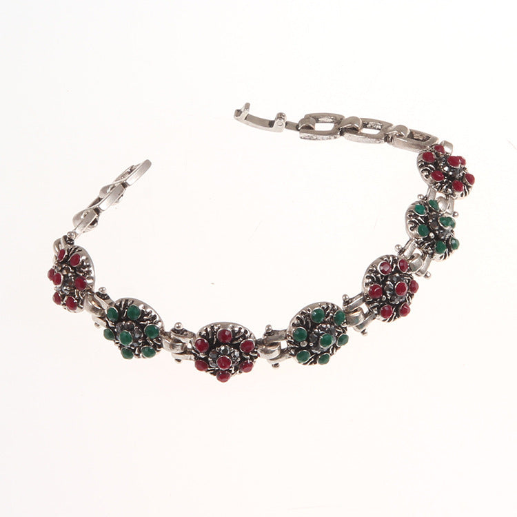Women's Silver-plated Beautiful Flowers-shaped Diamond Bracelet