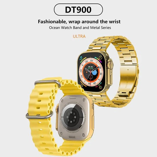 DT900 ULTRA 9 | GOLDEN EDITION | Smart Watch Sports Edition – 7 Straps | Full 2.09'' BIG TouchScreen | GOLDEN